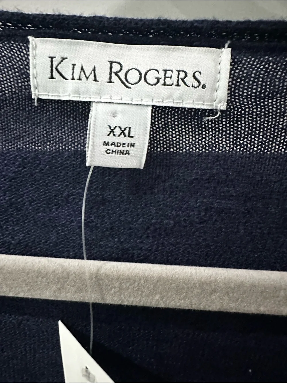 Kim Rogers NWT V Neck 3/4 Sleeve Lightweight Sweater  Striped Blue White